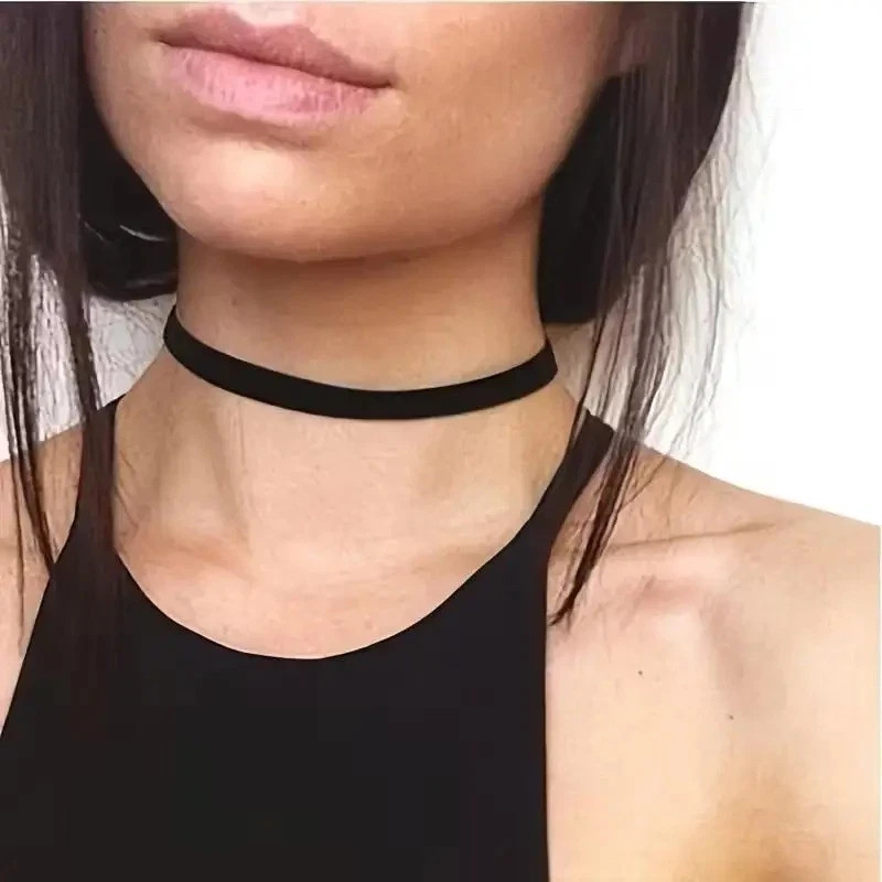 6pc Choker Necklace Set Black Velvet Classic Women Chain Collar Lace Stretchy
