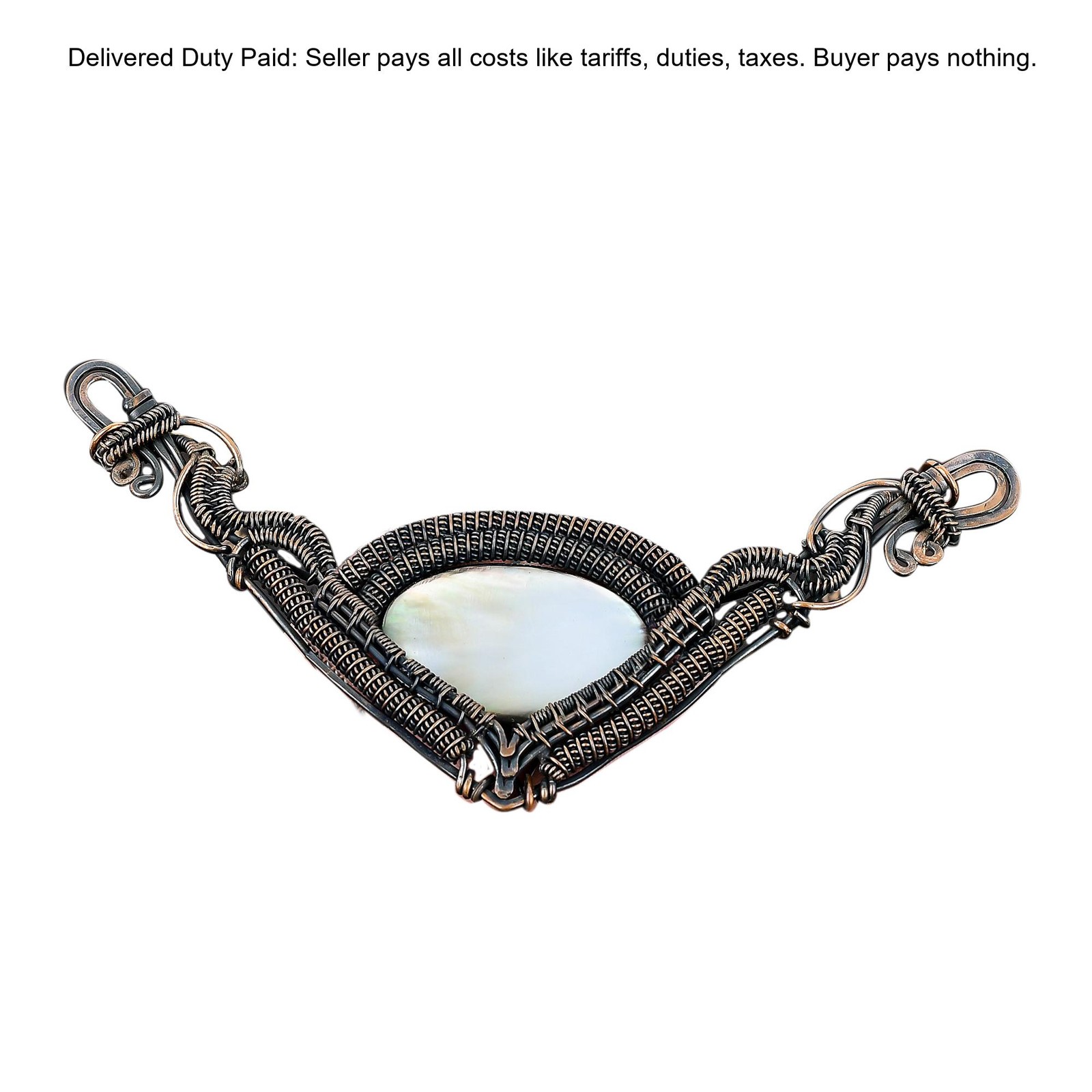 Mother Of Pearl Stone Copper June Birth Chain Wife Wire Wrapped Wedding Necklace