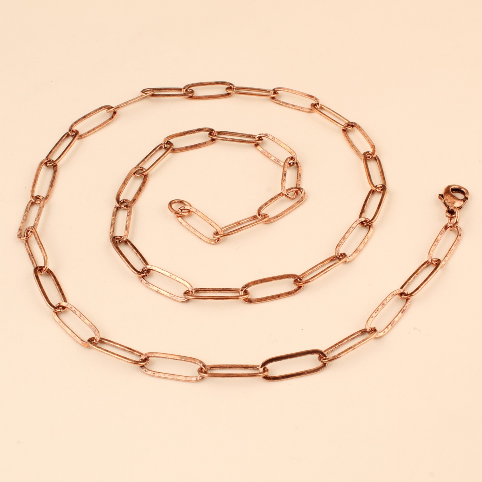 Copper Paperclip Chain Necklace for Women & Men, Lightweight Long Link Chain