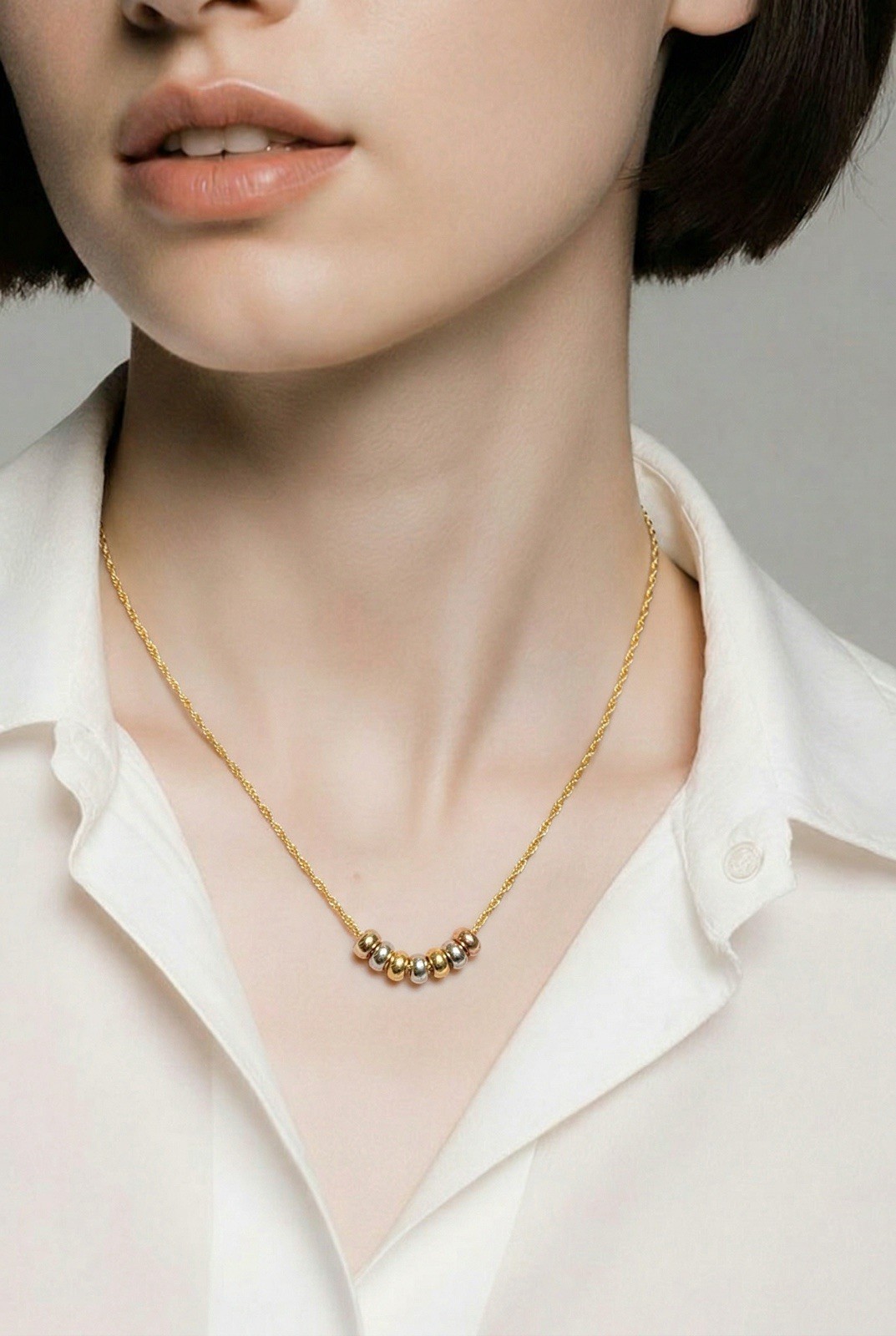 Collar con seminario en tres oros 10K 45CM/17”