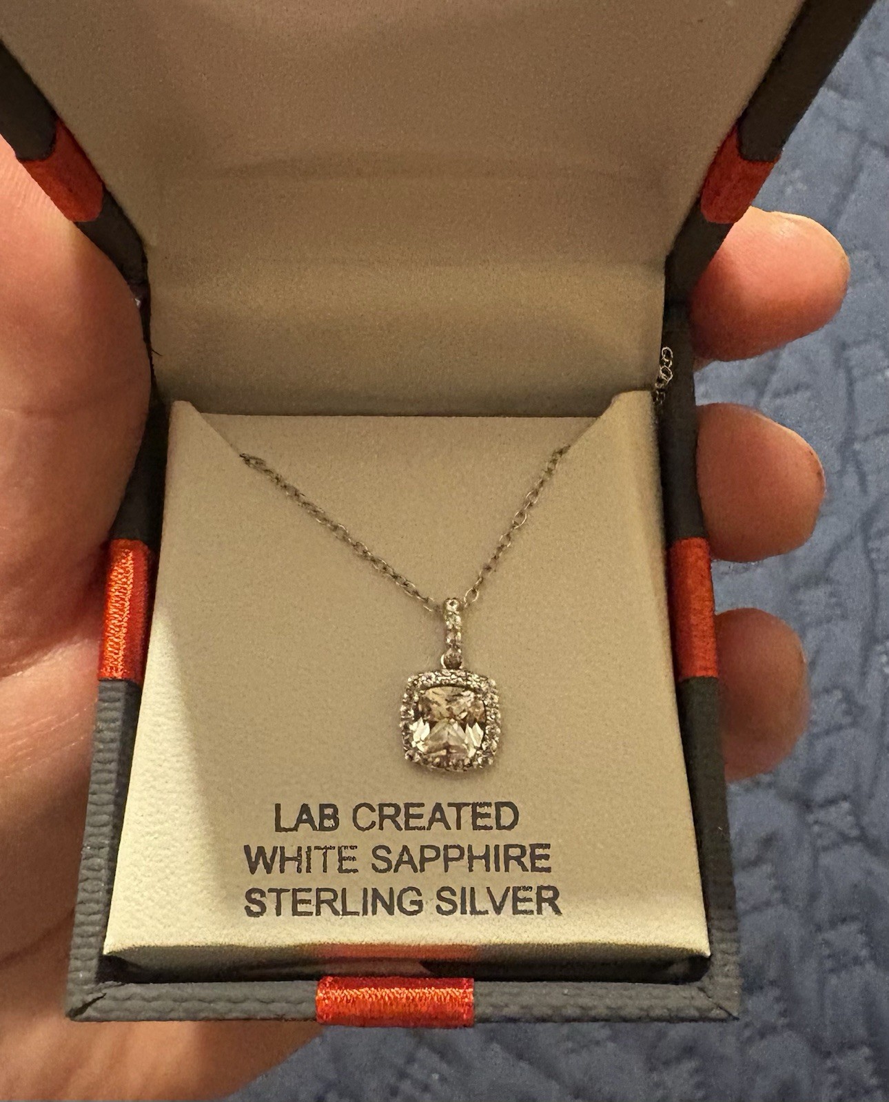 White Sapphire Necklace lab created