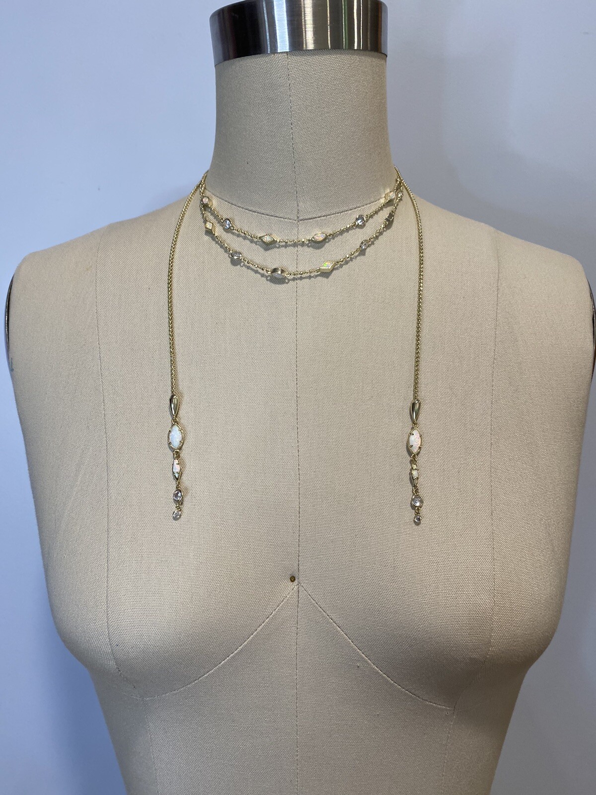 Kendra Scott Emelina necklace White kyocera opal gold tone Wrap