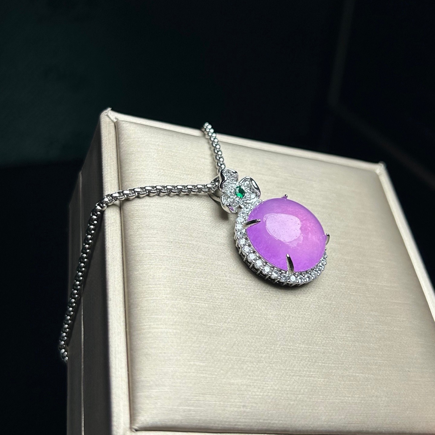 Real Natural Ice Purple Myanmar Jade Jadeite amulet Pendant&Necklace