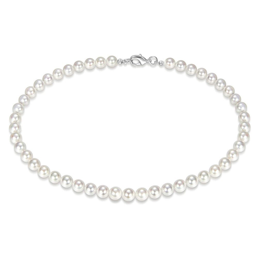 Cream Loose Choker 10mm Faux Pearl Necklace – 16inch (40cm) with silver fittings