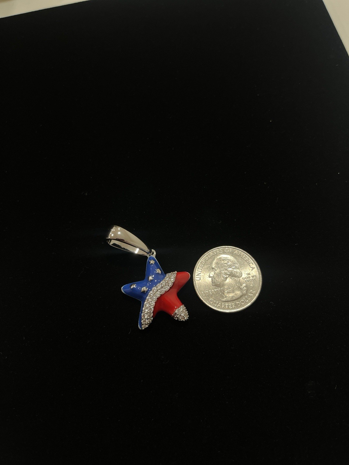 United States of American Flag Star Pendant, 4th of July, American, USA Iced