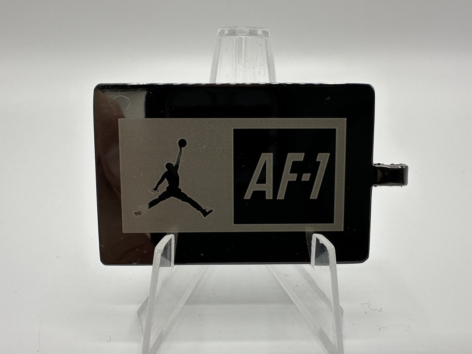 AF-1 Michael Jordan Nike Pendant, Dog Tag, Keychain Metal & White Jump Man Logo
