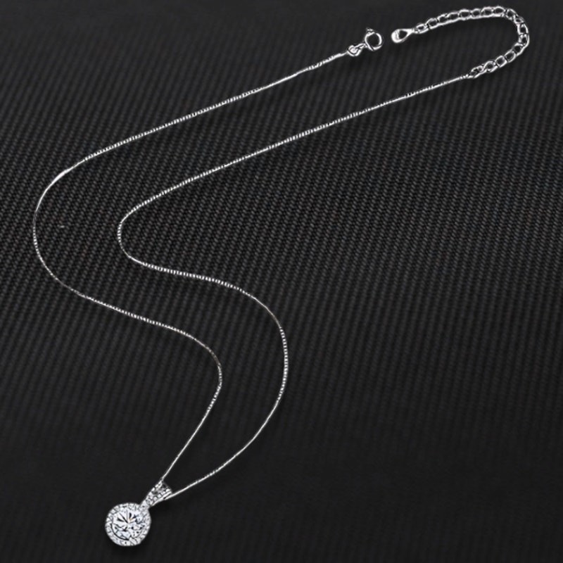 1 Ct Moissanite Halo Pendant Necklace Rhodium Plated Stamped 925 Sterling Silver